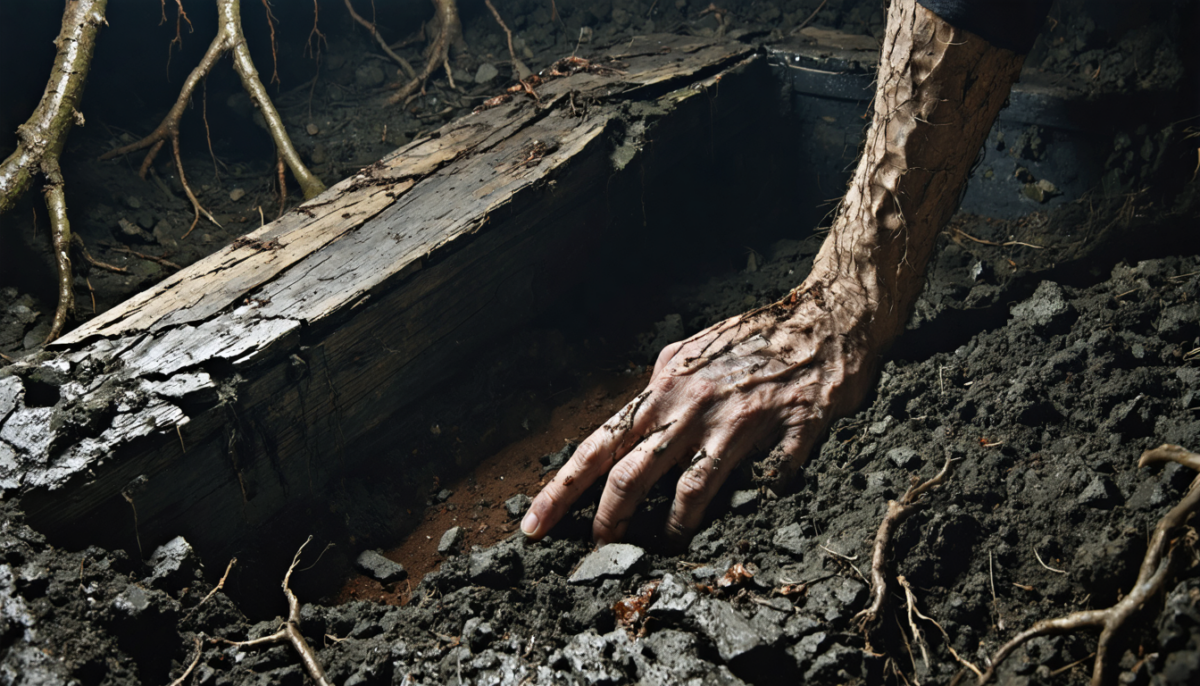 découvrez les terrifiantes conséquences de tenter de sortir d'un cercueil en étant enterré vivant, une expérience effrayante aux effets dramatiques.