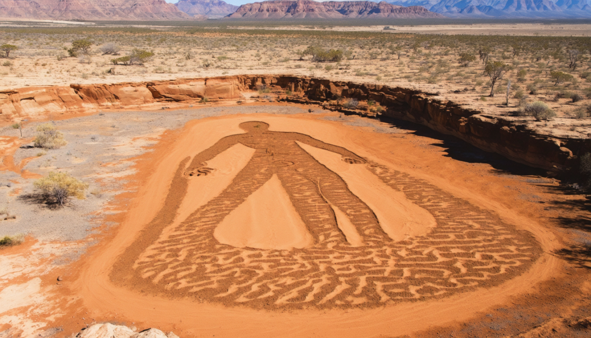 découvrez le mystère du désert australien avec l'énigmatique géant de 3,5 km tracé en 1998, dont l'auteur reste inconnu 26 ans plus tard.