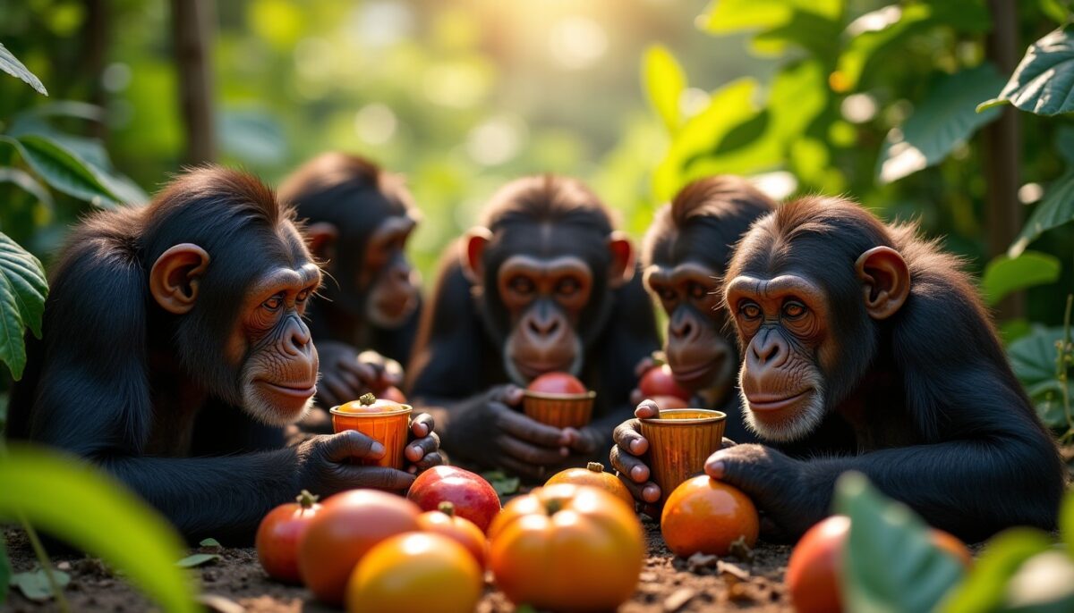 Quand les chimpanzés dérogent à leur règle : partage de fruits fermentés et d’alcool entre primates